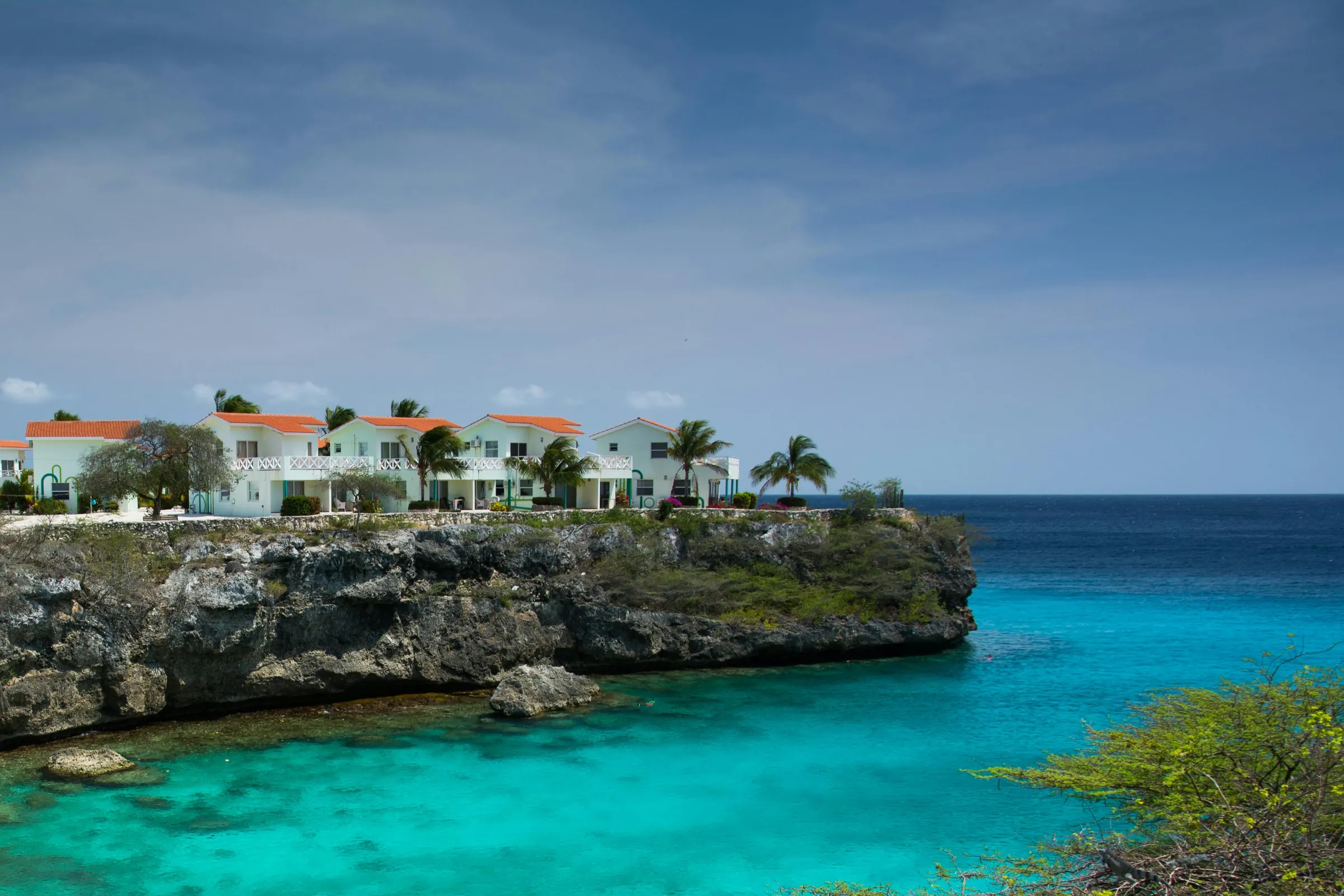 Curaçao's rocky coastline from the air
